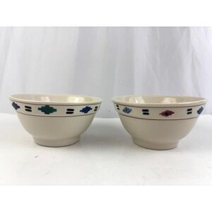 Hartstone Pottery Stoneware Bowls Southwestern Pattern Set of 2
